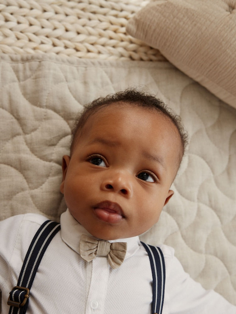 Navy Baby Shirt Trousers and Braces 4 Piece Set (0mths-2yrs)