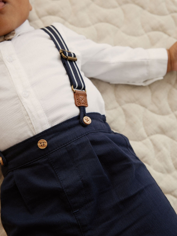 Navy Baby Shirt Trousers and Braces 4 Piece Set (0mths-2yrs)