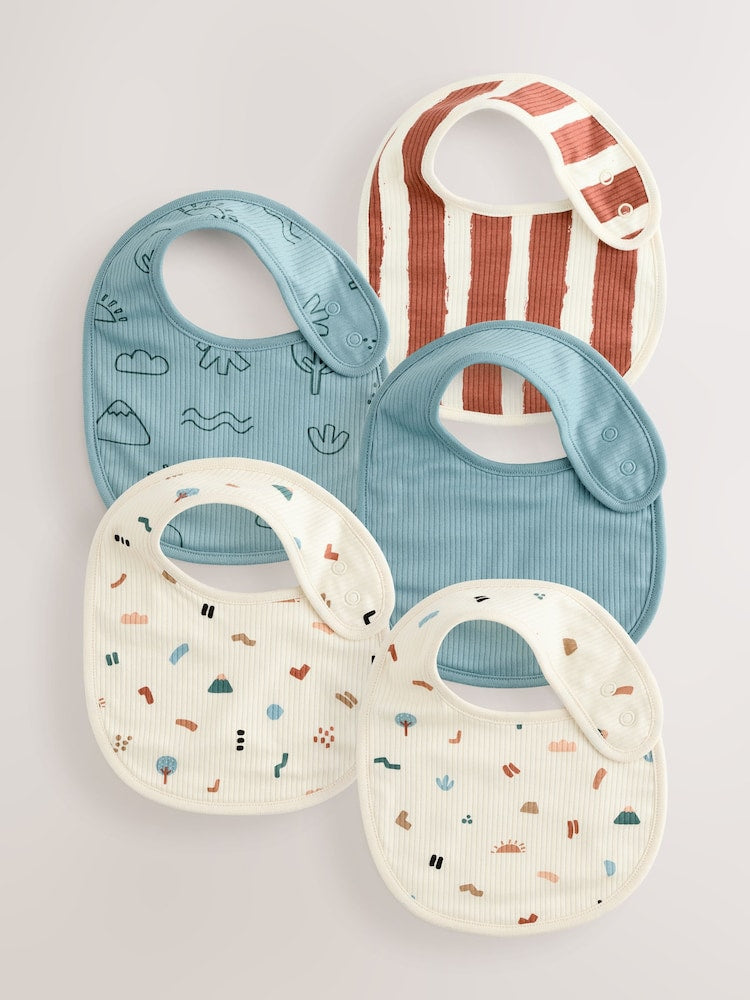 Multi Baby Bibs 5 Pack - Size One