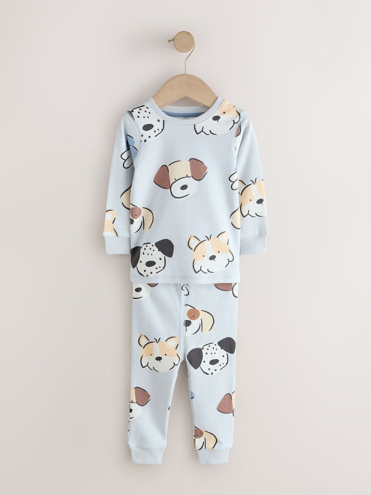 Blue/Ecru Dog Snuggle Pyjamas 3 Pack (9mths-6yrs)