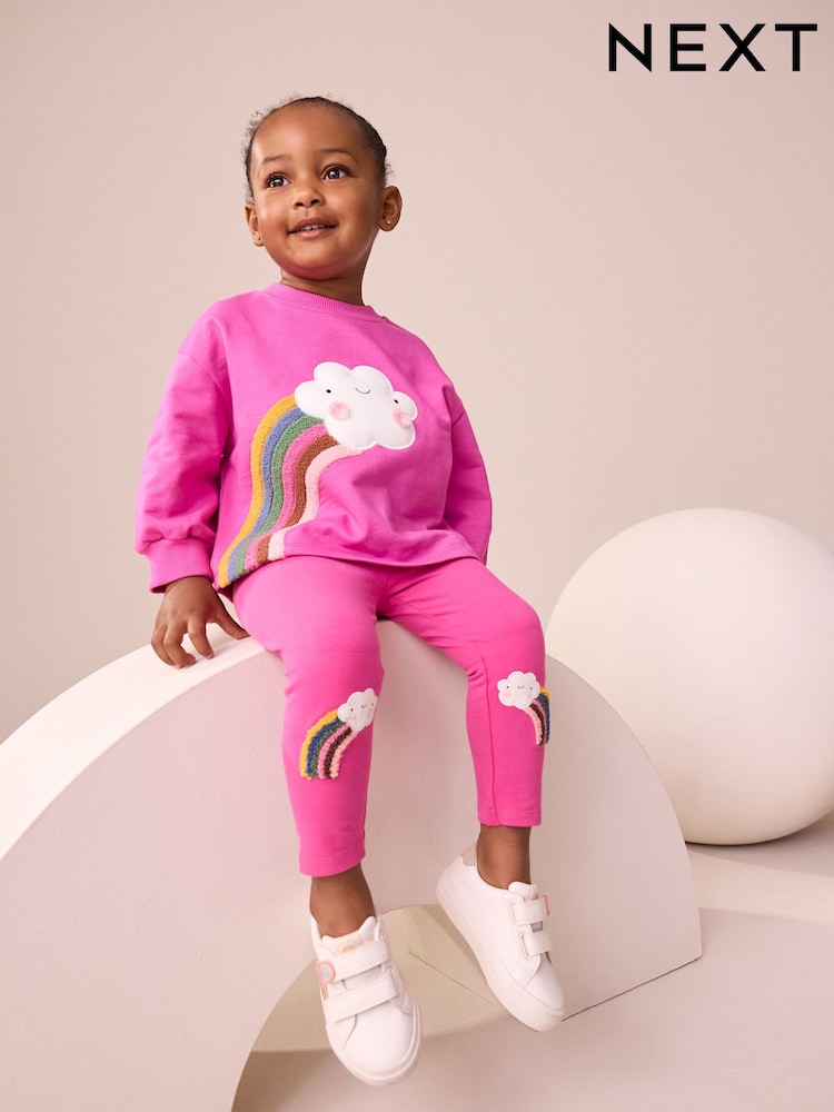 Pink Cloud Rainbow Knee Embellsihed Leggings (3mths-7yrs)
