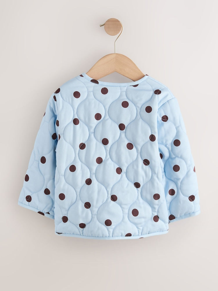 Blue Polka Dot Printed Quilted Jacket (3mths-7yrs)