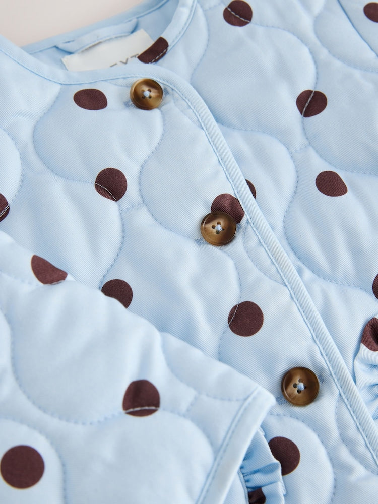 Blue Polka Dot Printed Quilted Jacket (3mths-7yrs)