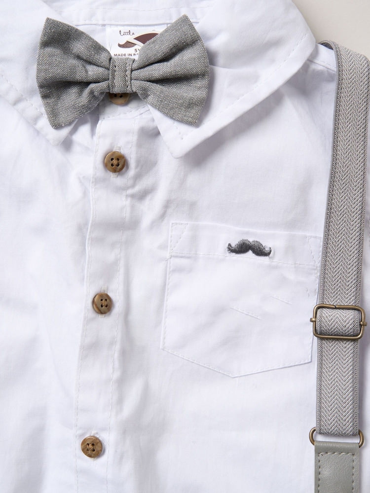 Little Gent White Shirt Shorts And Braces Outfit Set