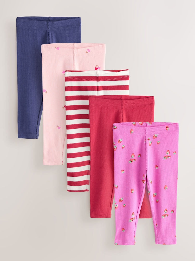 Pink Berry Ribbed Leggings 5 Pack (3mths-7yrs)