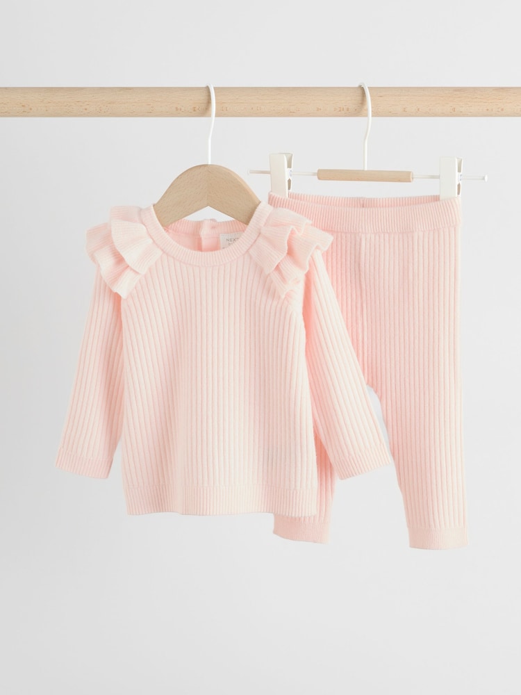 Light Pink Baby Knitted Jumper and Leggings Set 2 Piece (0mths-3yrs)