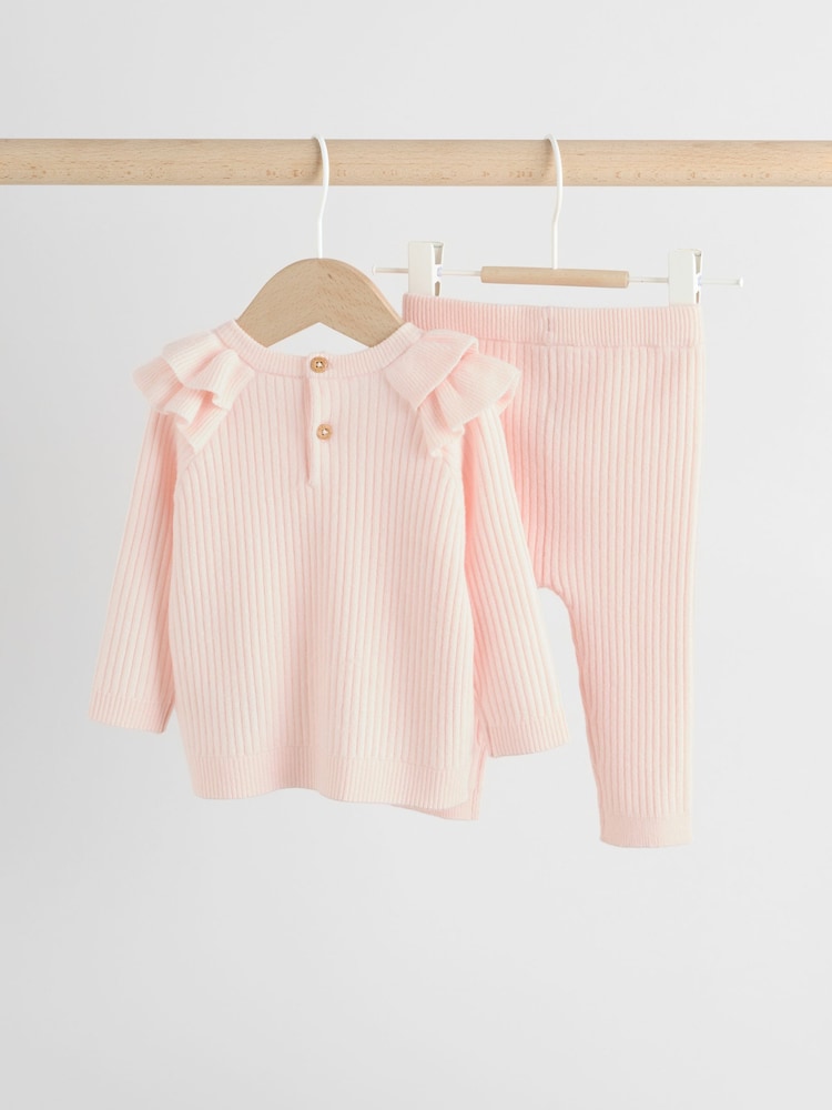 Light Pink Baby Knitted Jumper and Leggings Set 2 Piece (0mths-3yrs)