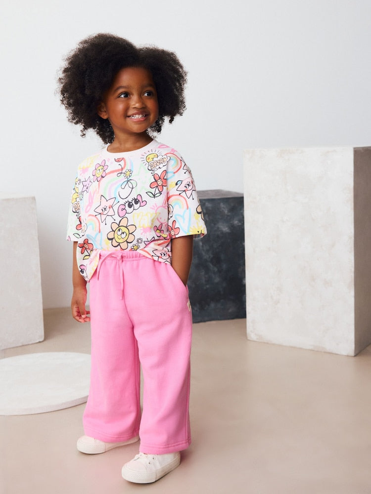Bright Pink Wide Leg Sweat Joggers (3mths-7yrs)