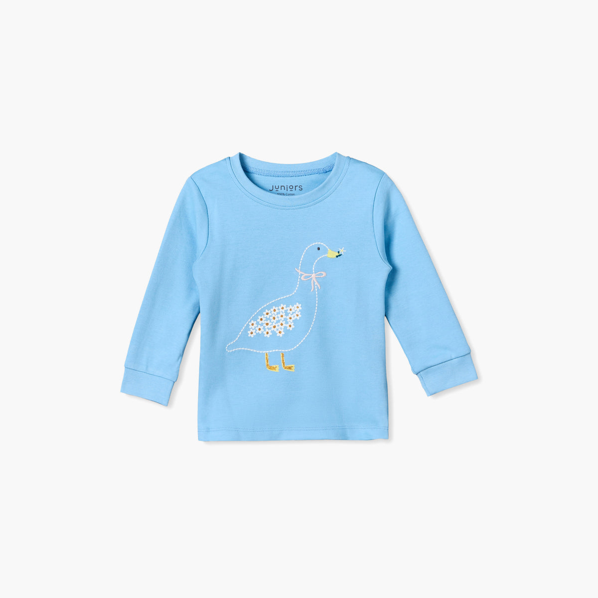 Pack of 2 Juniors Cotton Crew Neck Long Sleeves Pyjama Set with Assorted Print