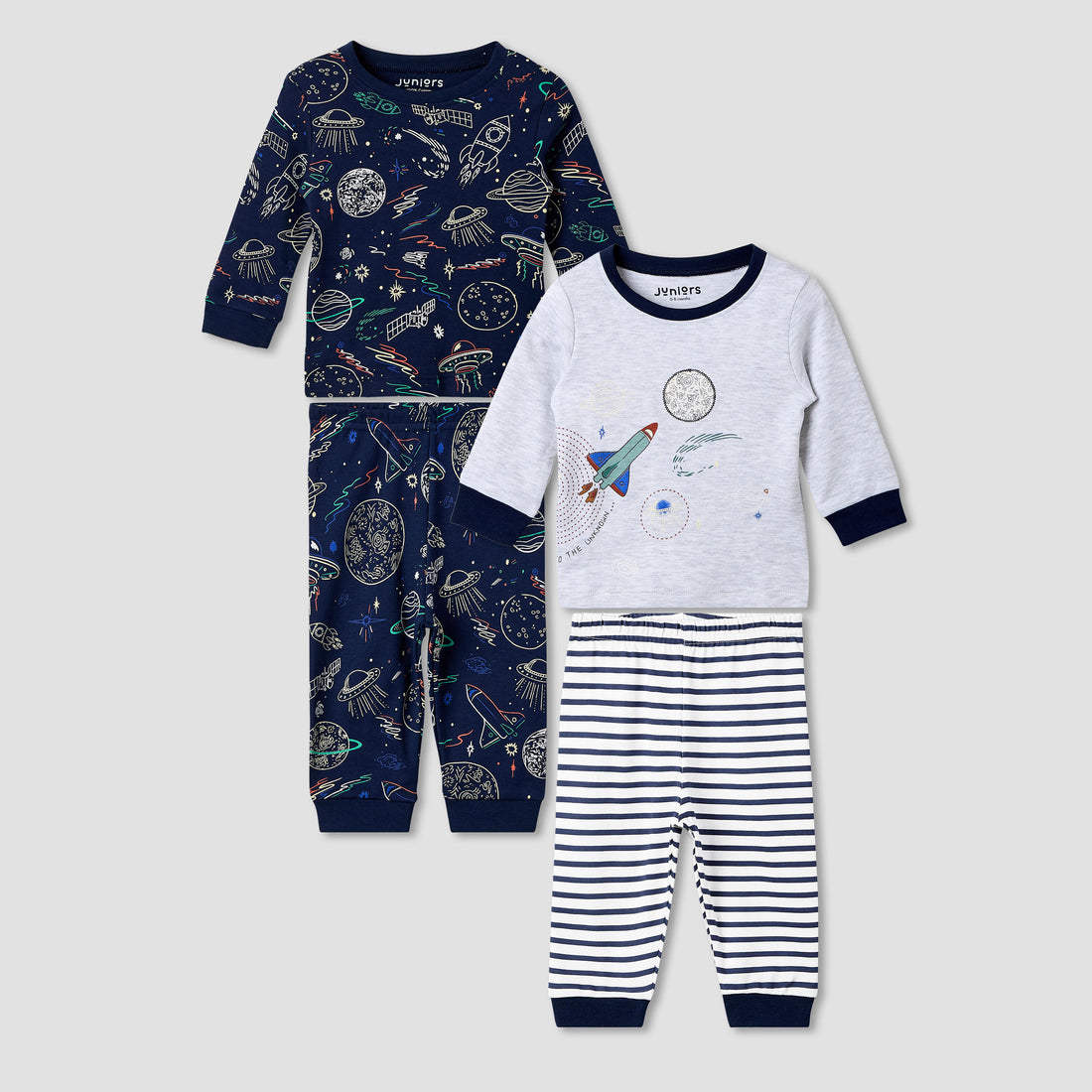 Juniors Space Print T-shirt and Pyjama - Set of 2 - Multicolour / 12-18 mths