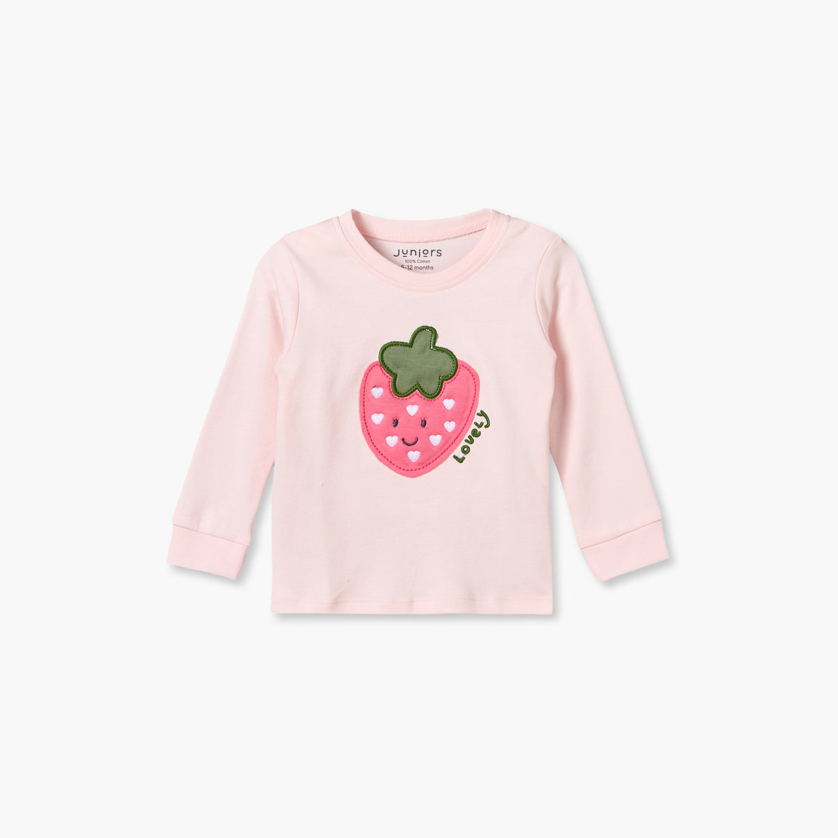 Pack of 3 Juniors Cotton Round Neck Long Sleeves Pyjama Set with Strawberry Print