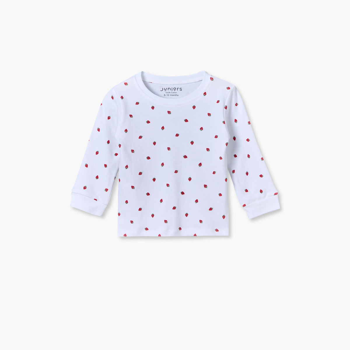 Pack of 3 Juniors Cotton Round Neck Long Sleeves Pyjama Set with Strawberry Print