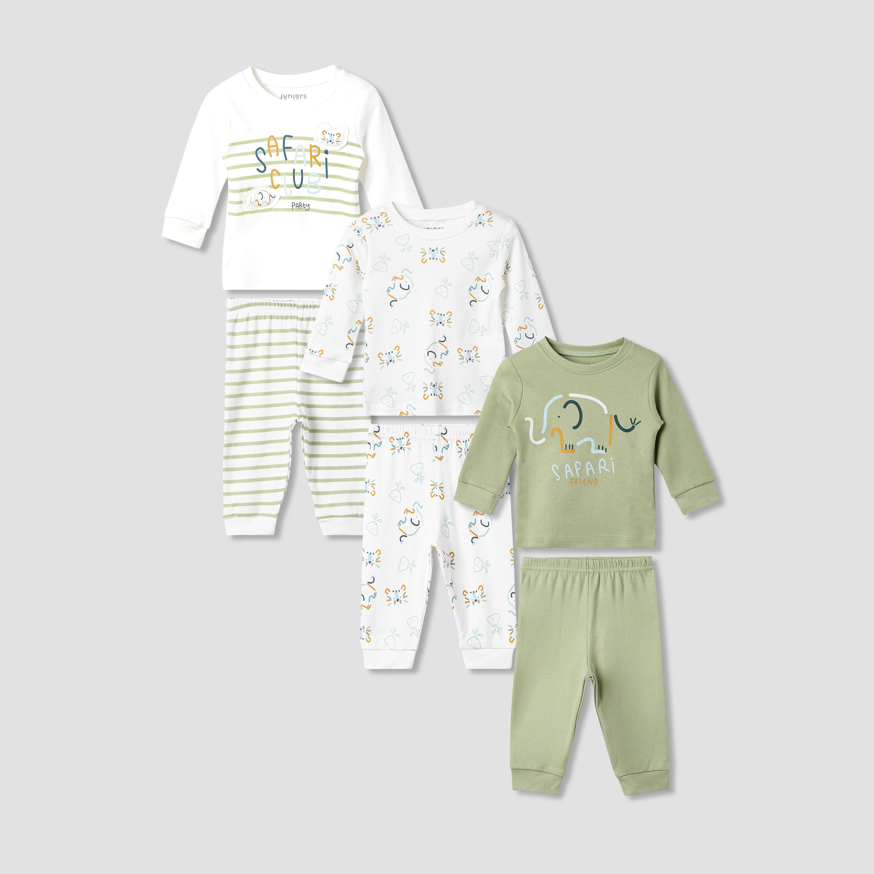 Juniors Elephant Print T-shirt and Pyjama - Set of 3
