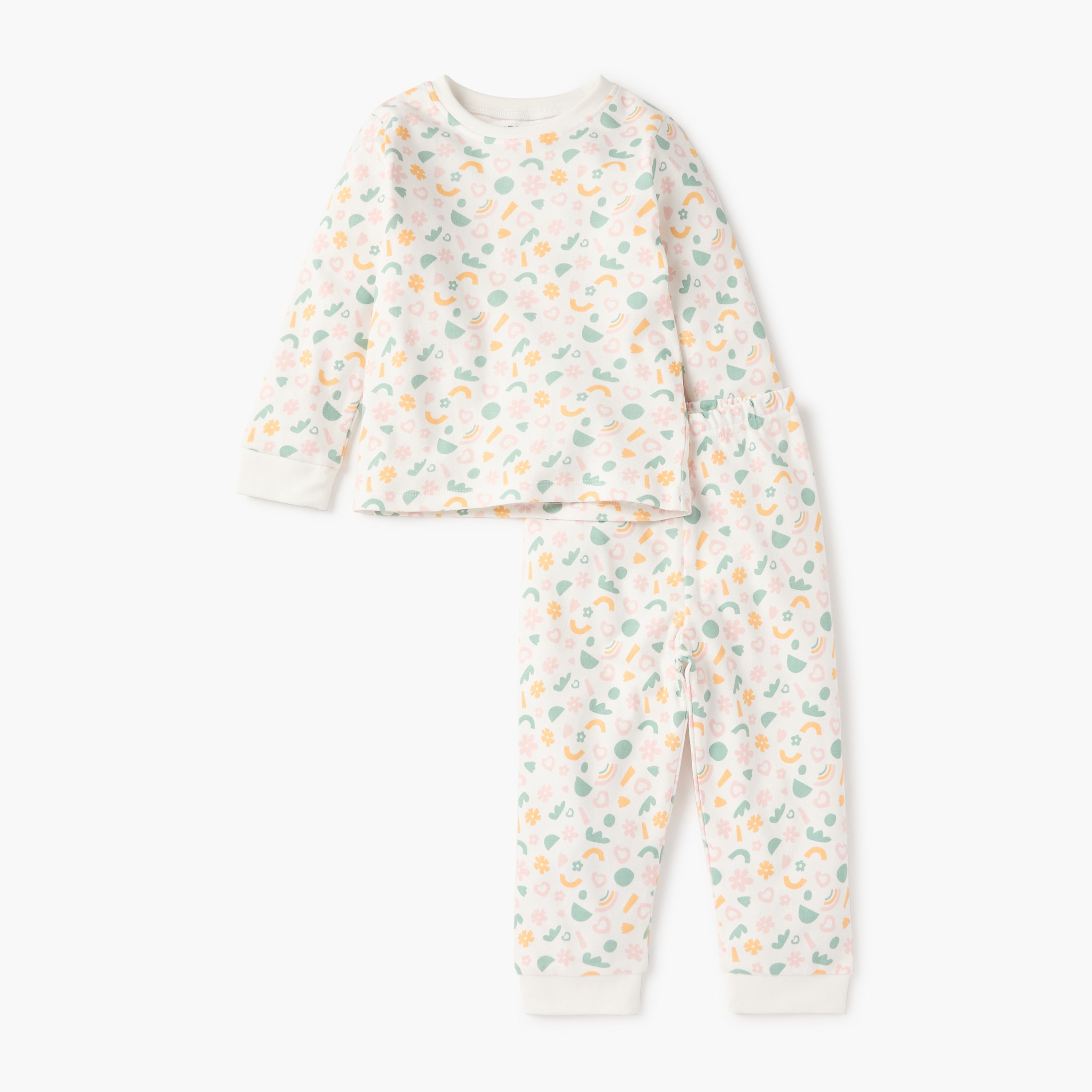 Juniors Printed T-shirt and Pyjama Set - White / 12-18 mths