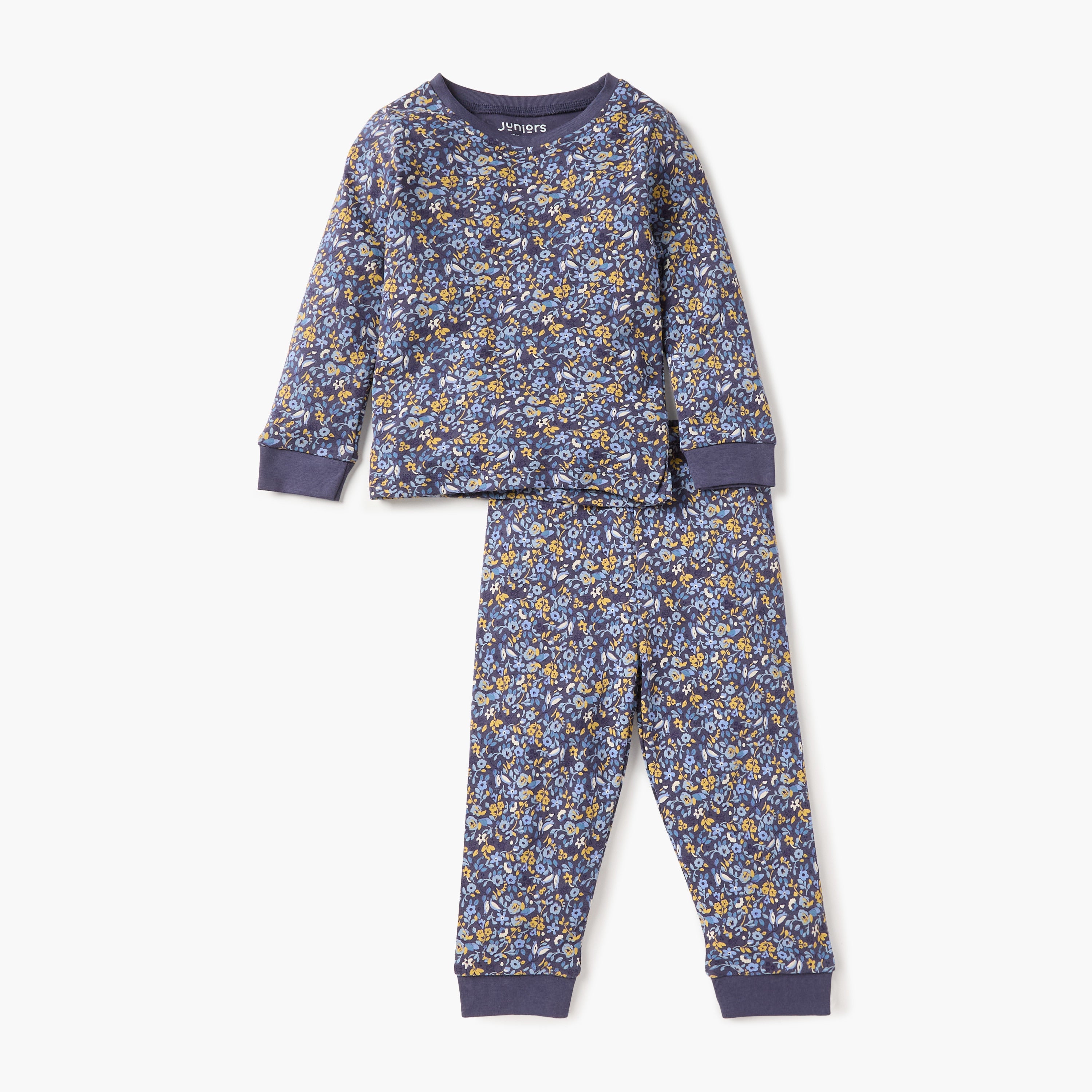Juniors Floral Print T-shirt and Pyjama Set - Blue / 18-24 mths