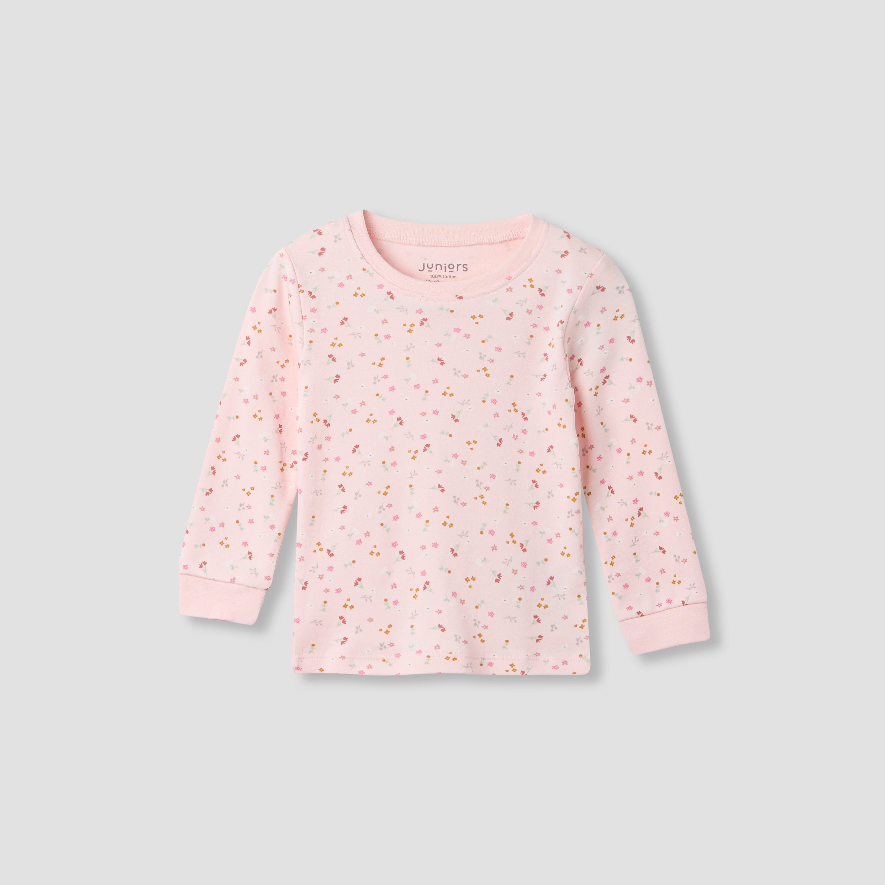 Juniors Floral Print Long Sleeve T-shirt and Pyjama Set
