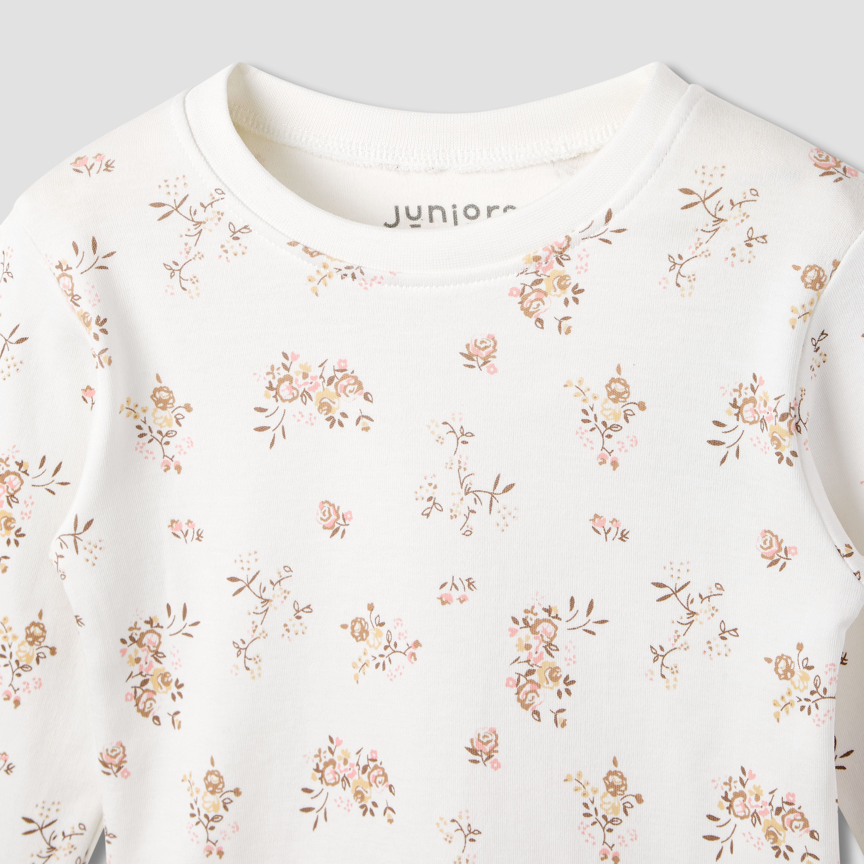 Juniors Printed Ribbed T-shirt and Pyjama Set