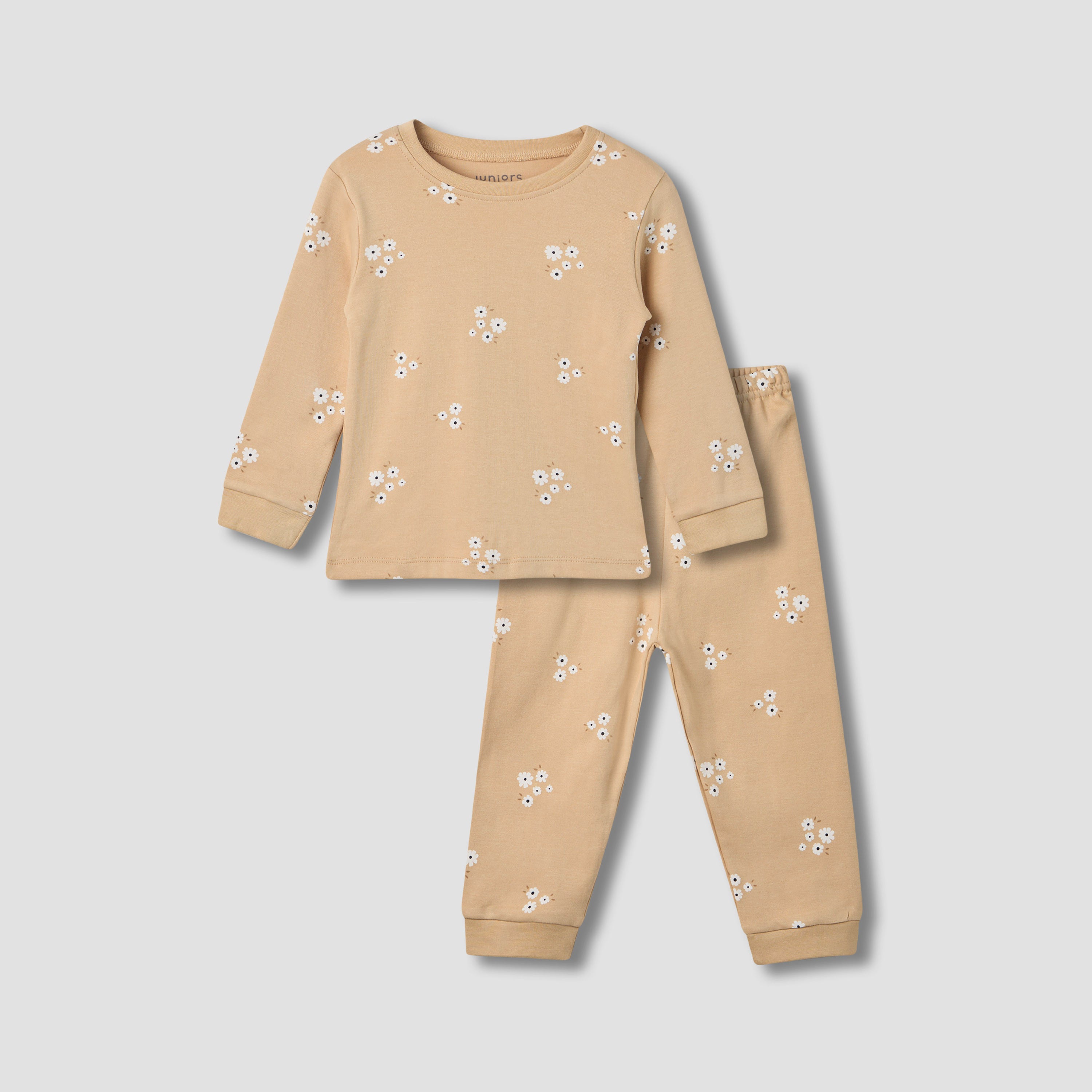 Juniors Floral Print Long Sleeve T-shirt and Pyjama Set