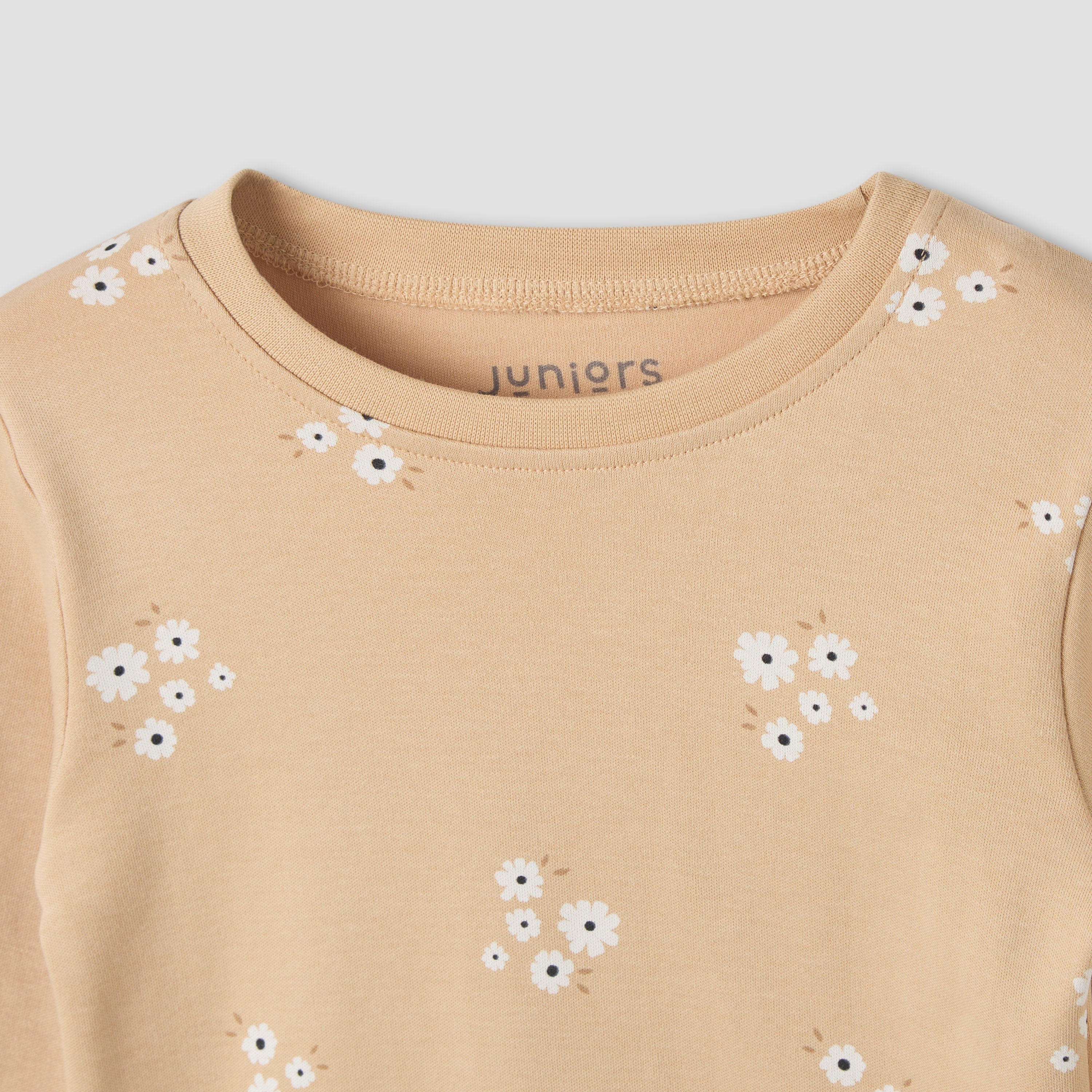 Juniors Floral Print Long Sleeve T-shirt and Pyjama Set