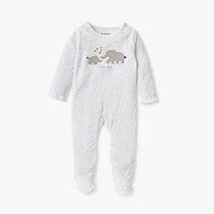 Juniors Elephant Applique Detail Closed Feet Sleepsuit with Long Sleeves-undefined-image-1