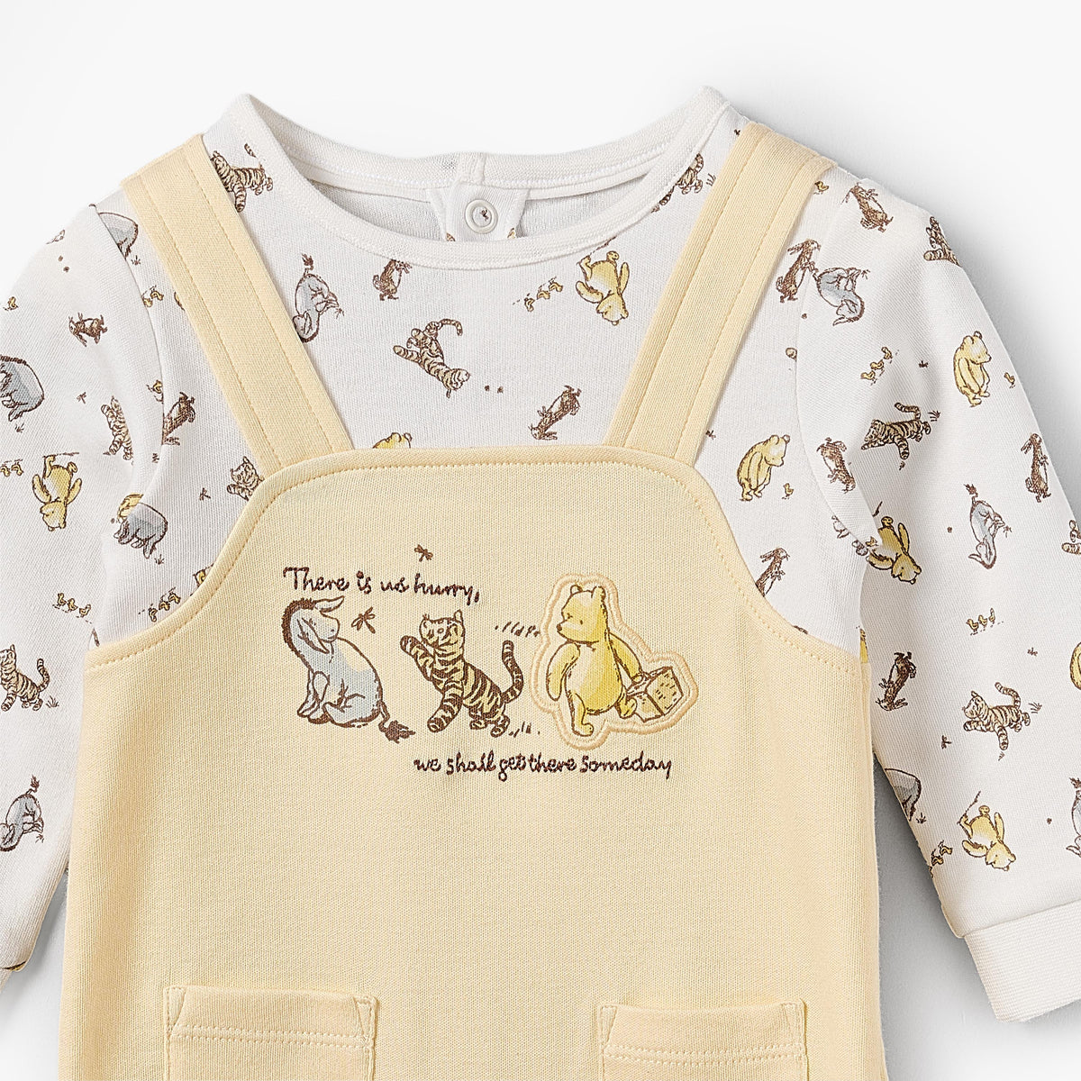 Disney Cotton Crew Neck Long Sleeves Sleepsuit with Winnie the Pooh and Friends Print