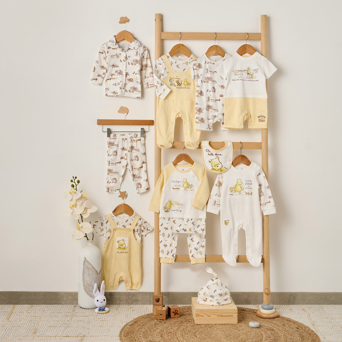 Disney Cotton Crew Neck Long Sleeves Sleepsuit with Winnie the Pooh and Friends Print