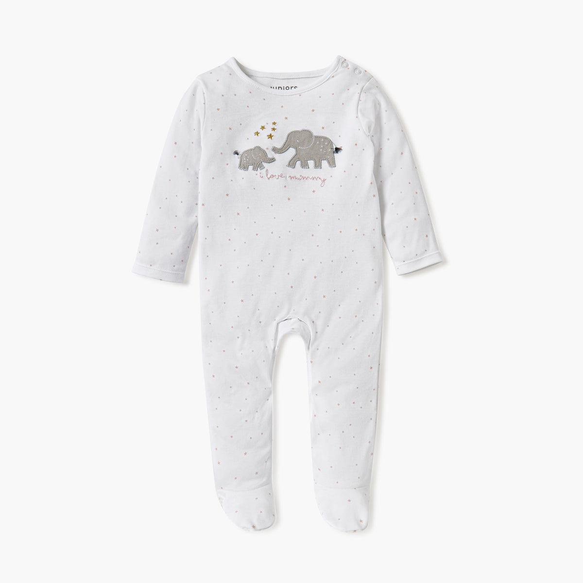 Juniors Embroidered Closed Feet Sleepsuit with Long Sleeves