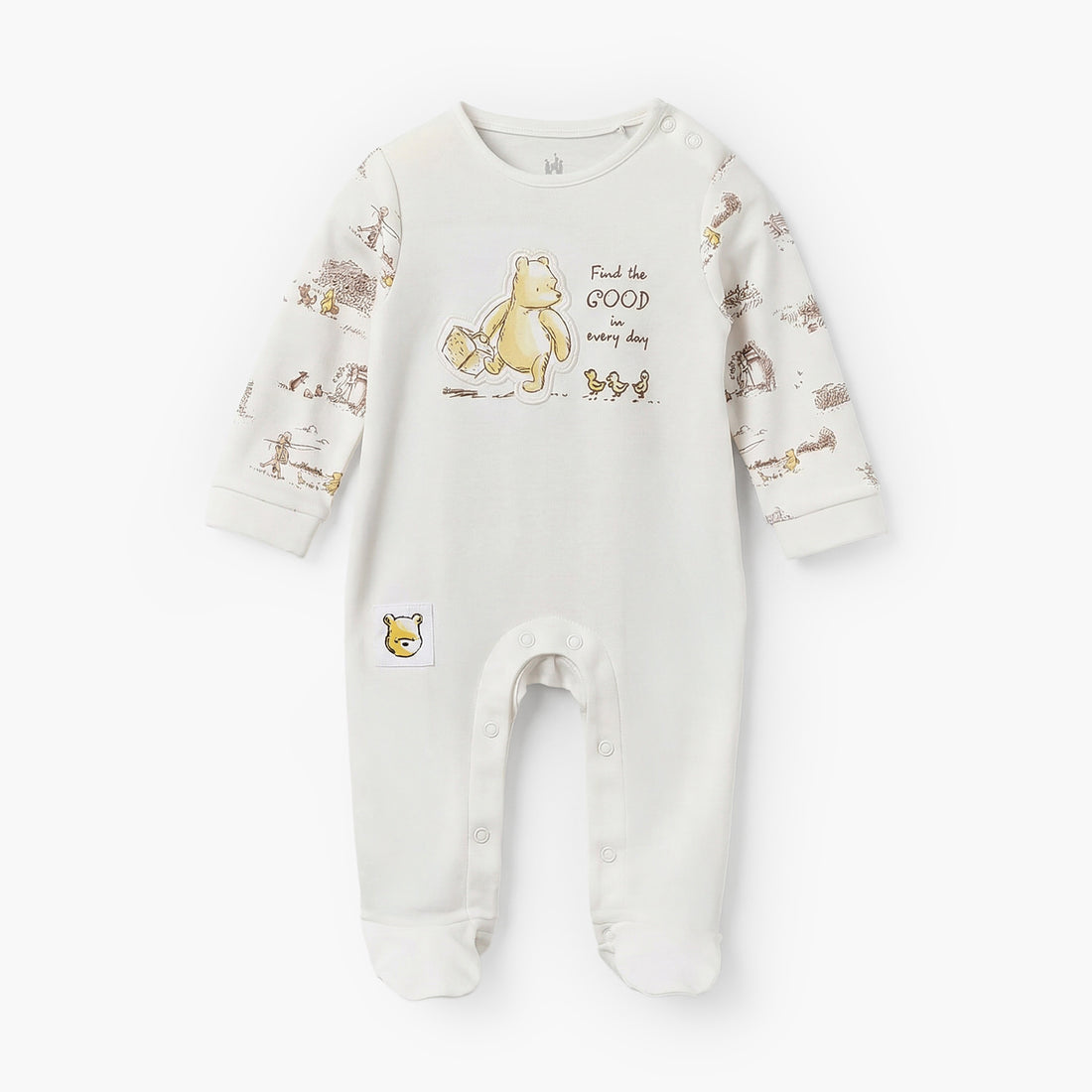 Disney Cotton Crew Neck Long Sleeves Sleepsuit with Winnie the Pooh and Friends Print