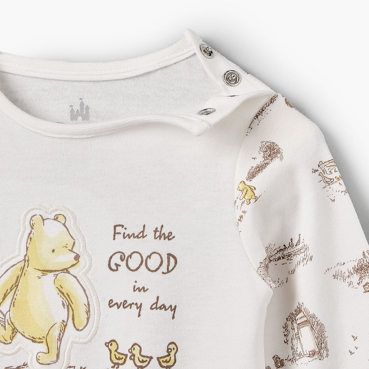 Disney Cotton Crew Neck Long Sleeves Sleepsuit with Winnie the Pooh and Friends Print