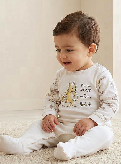 Disney Cotton Crew Neck Long Sleeves Sleepsuit with Winnie the Pooh and Friends Print-baby-boys-clothing-nightwear-sleepsuits-image-1
