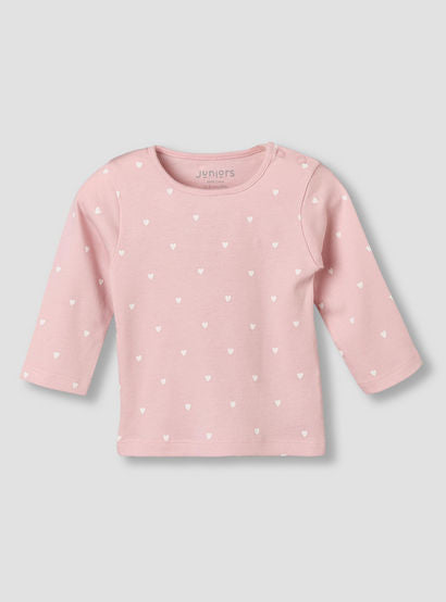 Juniors Cotton Round Neck Long Sleeves Pyjama Set with Heart Print-baby-girls-clothing-nightwear-pyjamasets-image-2