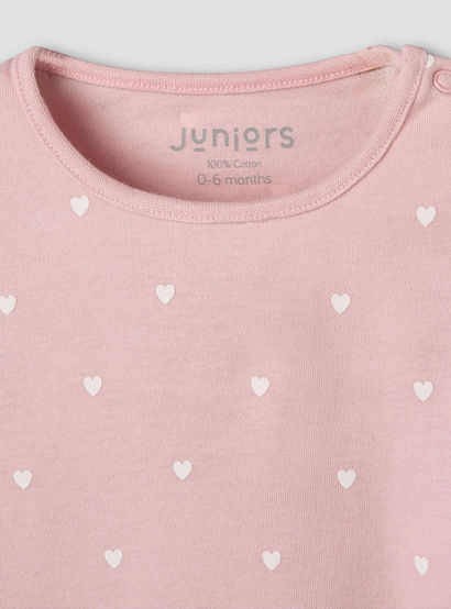 Juniors Cotton Round Neck Long Sleeves Pyjama Set with Heart Print-baby-girls-clothing-nightwear-pyjamasets-image-4
