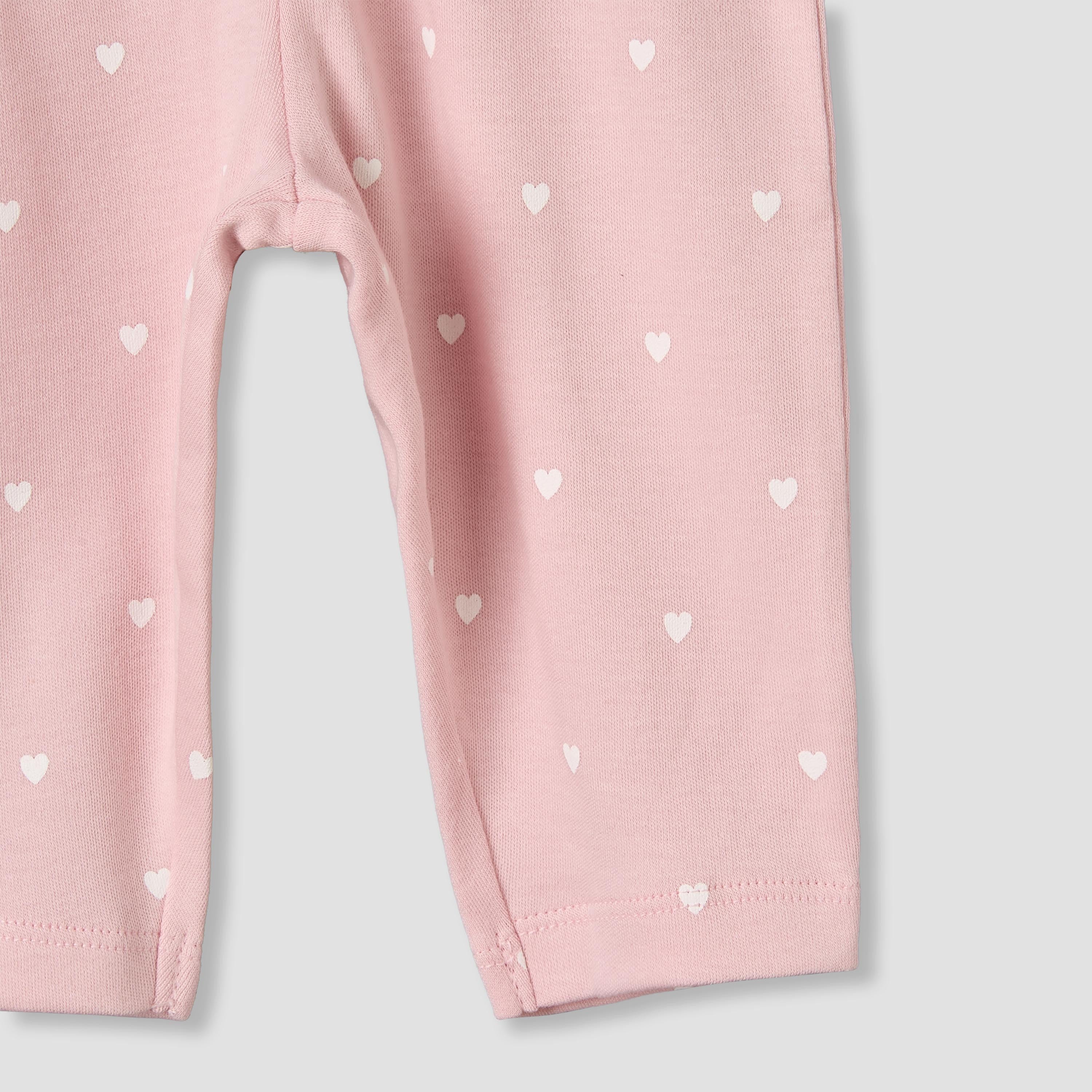 Juniors Cotton Round Neck Long Sleeves Pyjama Set with Heart Print