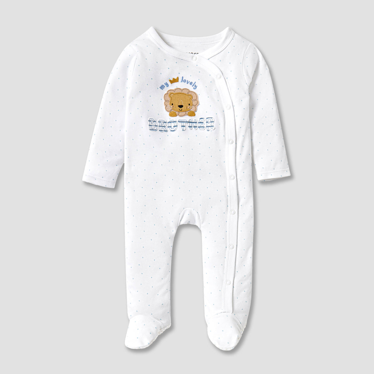 Juniors Embroidered Closed Feet Sleepsuit with Long Sleeves