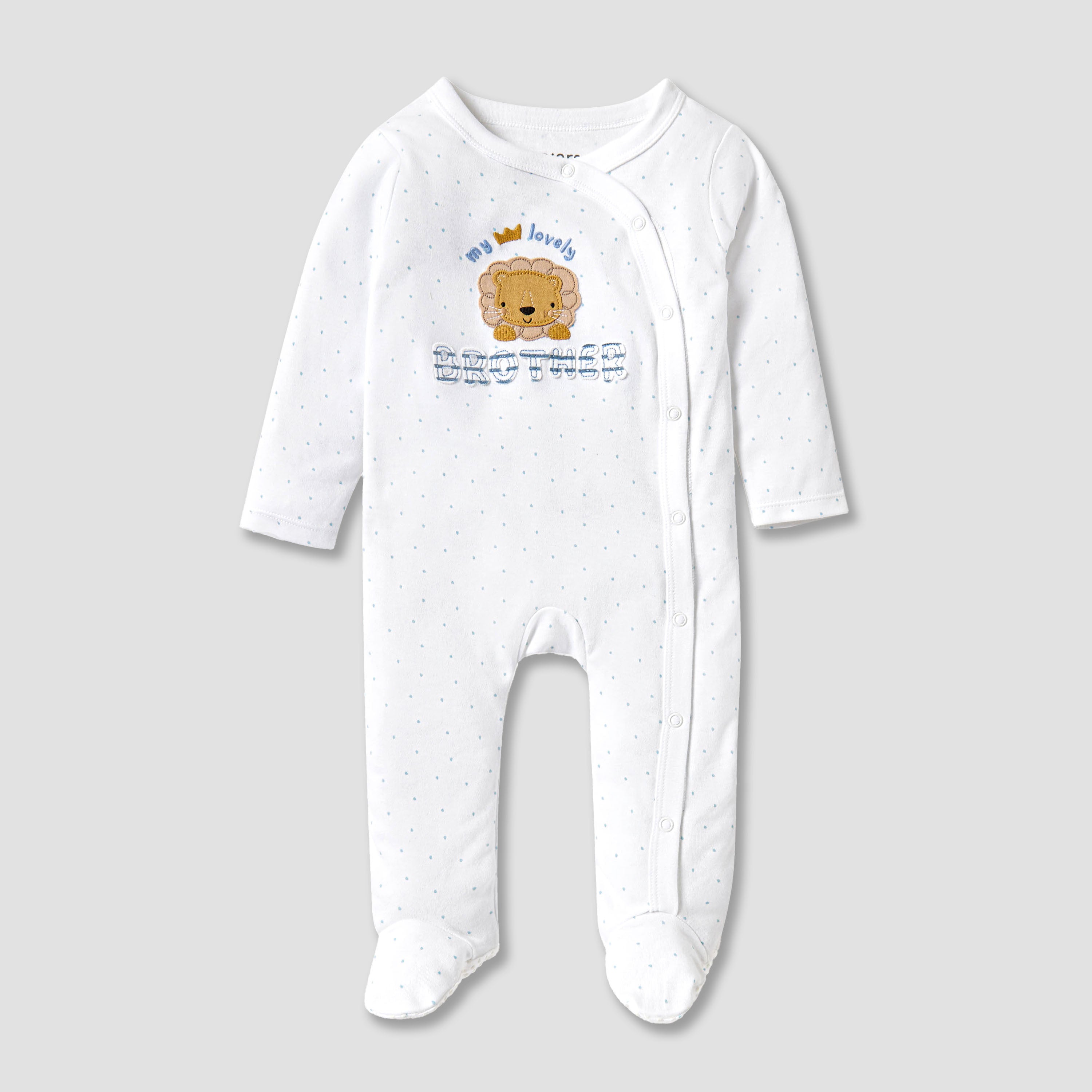 Juniors Embroidered Closed Feet Sleepsuit with Long Sleeves
