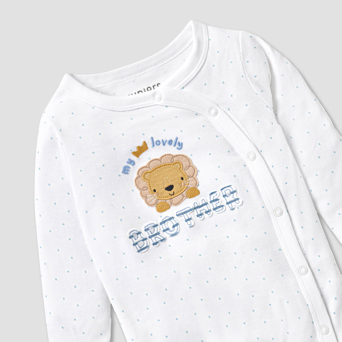 Juniors Embroidered Closed Feet Sleepsuit with Long Sleeves