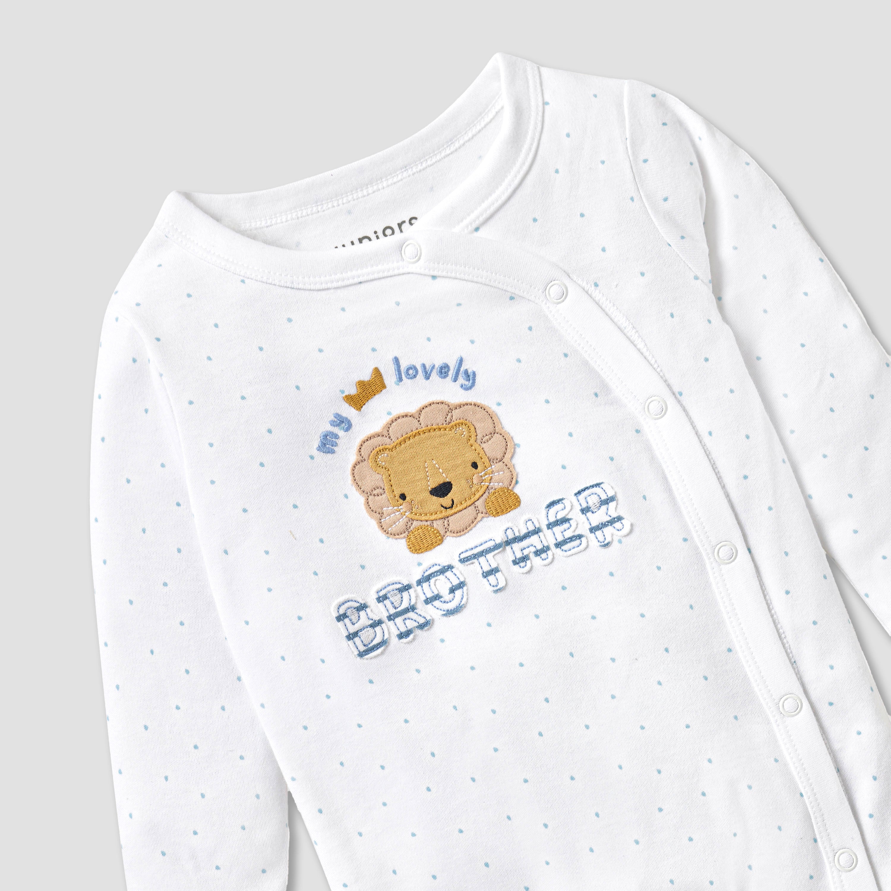 Juniors Embroidered Closed Feet Sleepsuit with Long Sleeves