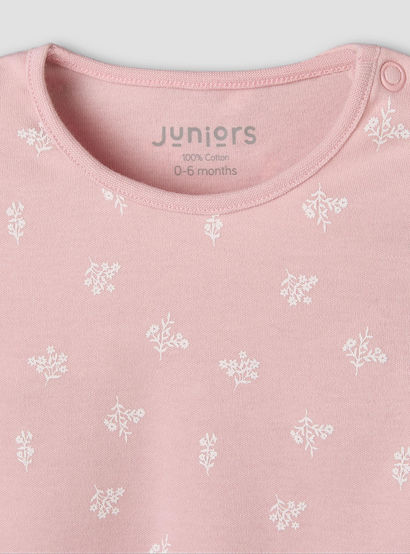 Juniors Cotton Round Neck Long Sleeves Pyjama Set with Floral Print-baby-girls-clothing-nightwear-pyjamasets-image-4