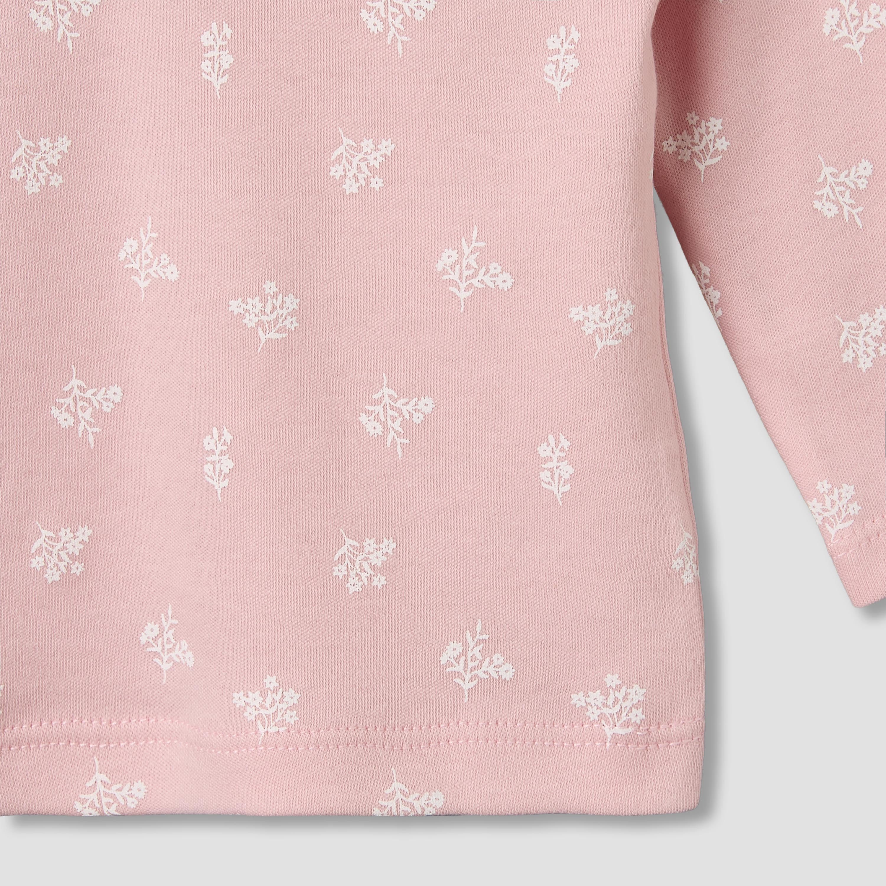 Juniors Cotton Round Neck Long Sleeves Pyjama Set with Floral Print