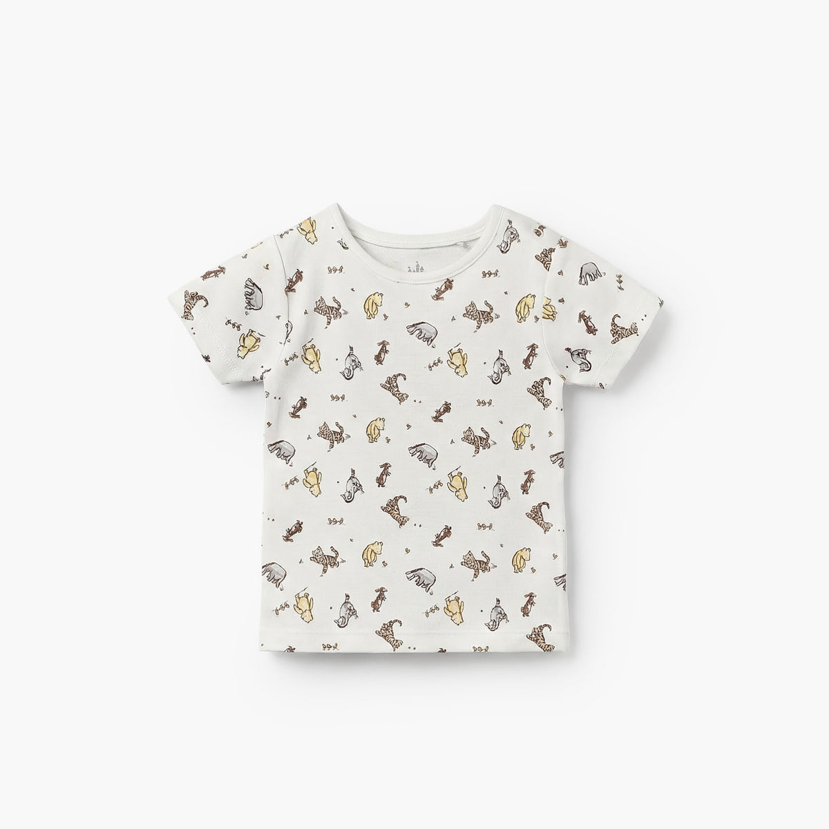 Disney Round Neck Short Sleeves T-shirt and Dungaree Set with Winnie the Pooh Print