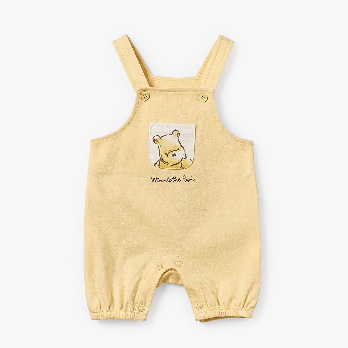 Disney Round Neck Short Sleeves T-shirt and Dungaree Set with Winnie the Pooh Print