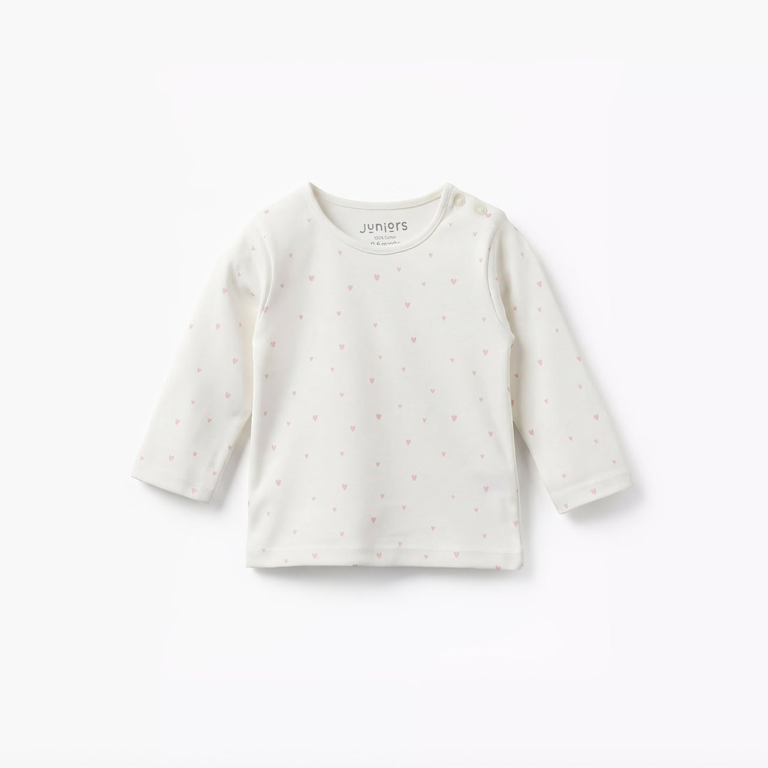 Juniors Cotton Round Neck Long Sleeves Pyjama Set with Heart Print