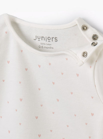 Juniors Cotton Round Neck Long Sleeves Pyjama Set with Heart Print-baby-girls-clothing-nightwear-pyjamasets-image-4