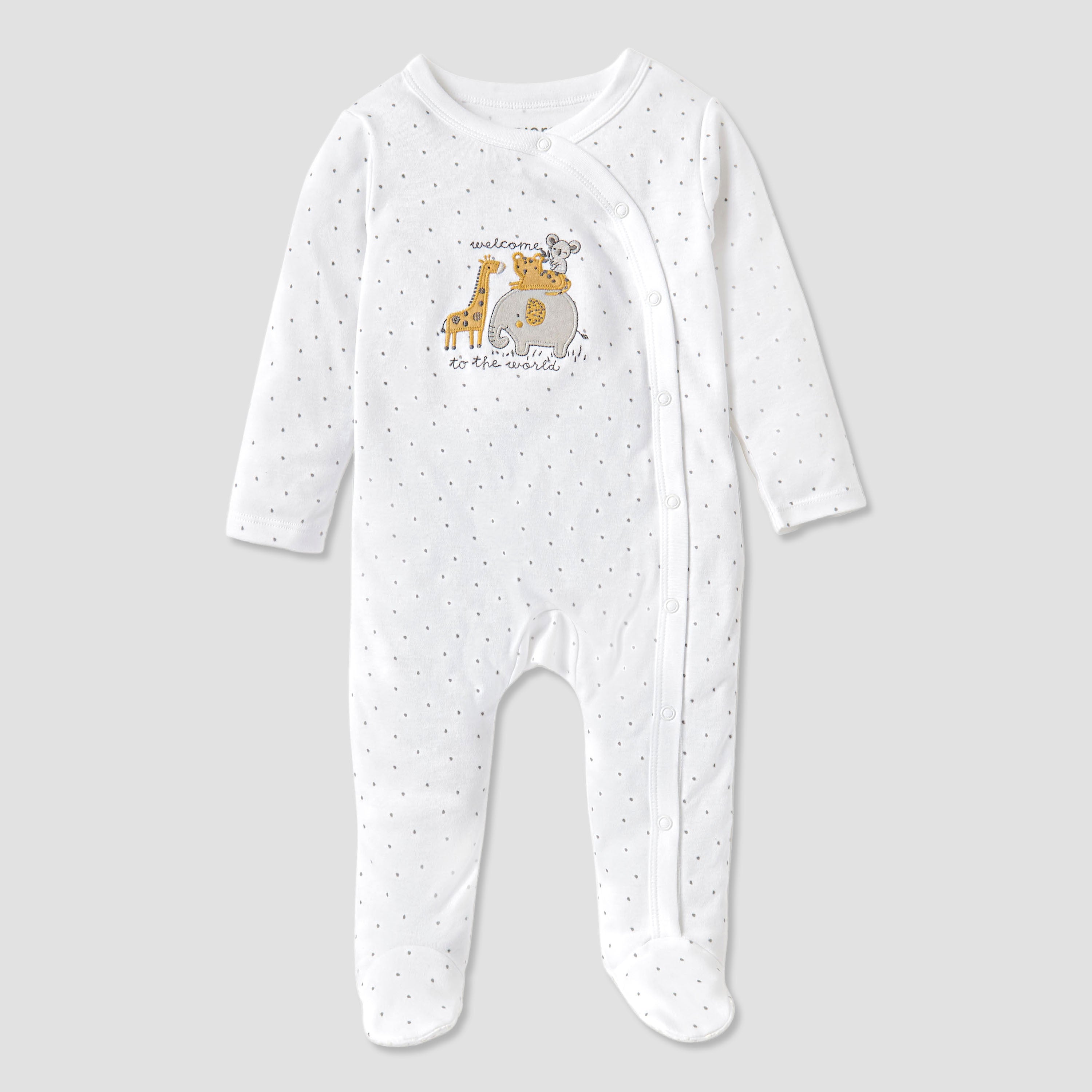 Juniors Embroidered Closed Feet Sleepsuit with Long Sleeves