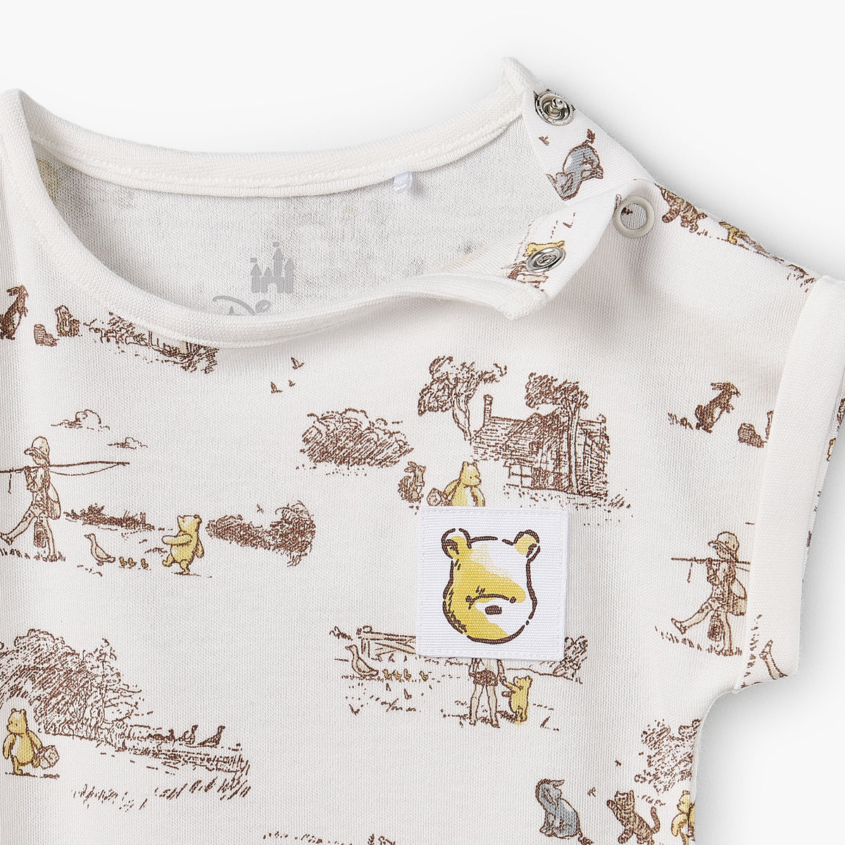 Disney Crew Neck Short Sleeves Romper with Winnie the Pooh and Friends Print