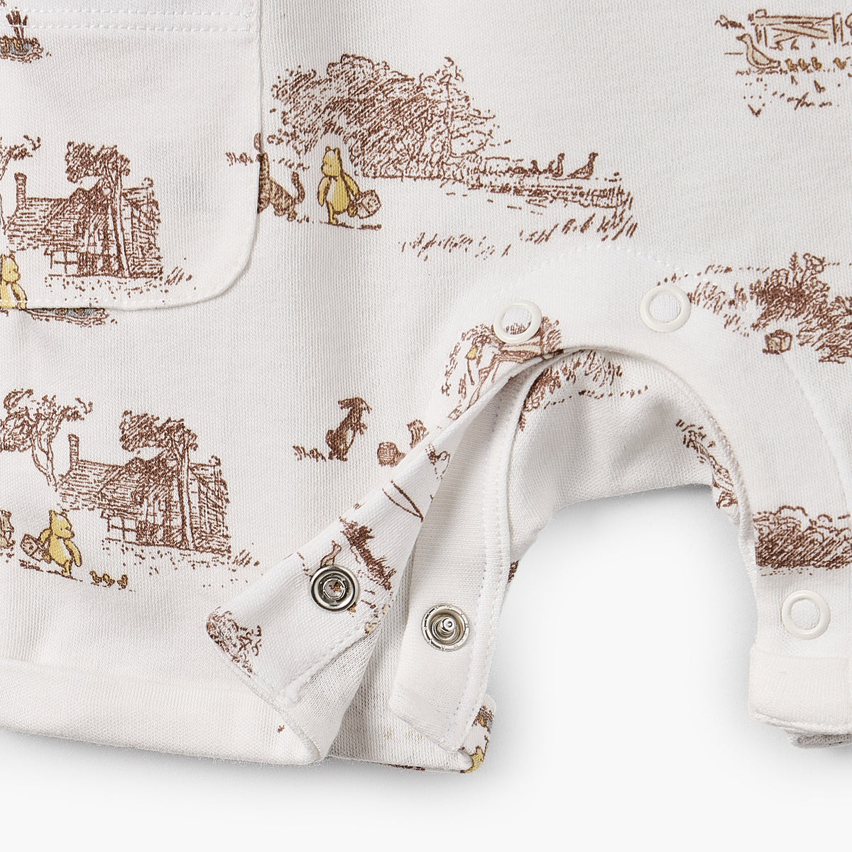 Disney Crew Neck Short Sleeves Romper with Winnie the Pooh and Friends Print