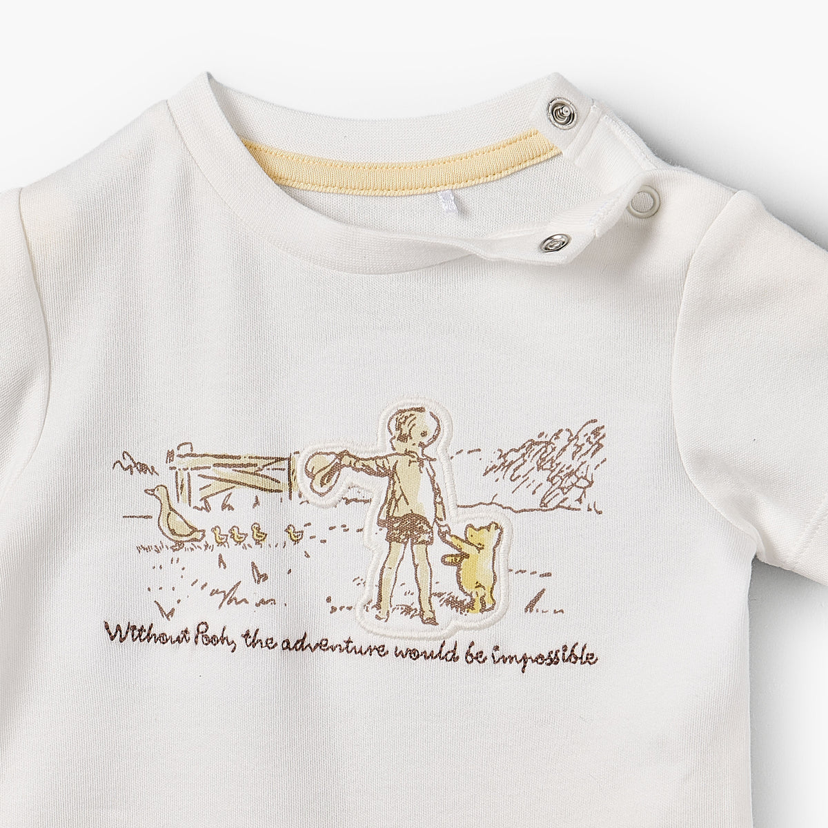 Disney Crew Neck Short Sleeves Romper with Winnie the Pooh Applique