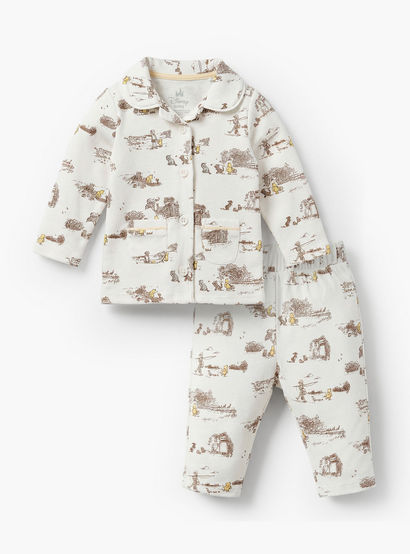 Disney Cotton Collared Long Sleeves Pyjama Set with Winnie the Pooh Print-baby-boys-clothing-nightwear-pyjamasets-image-2