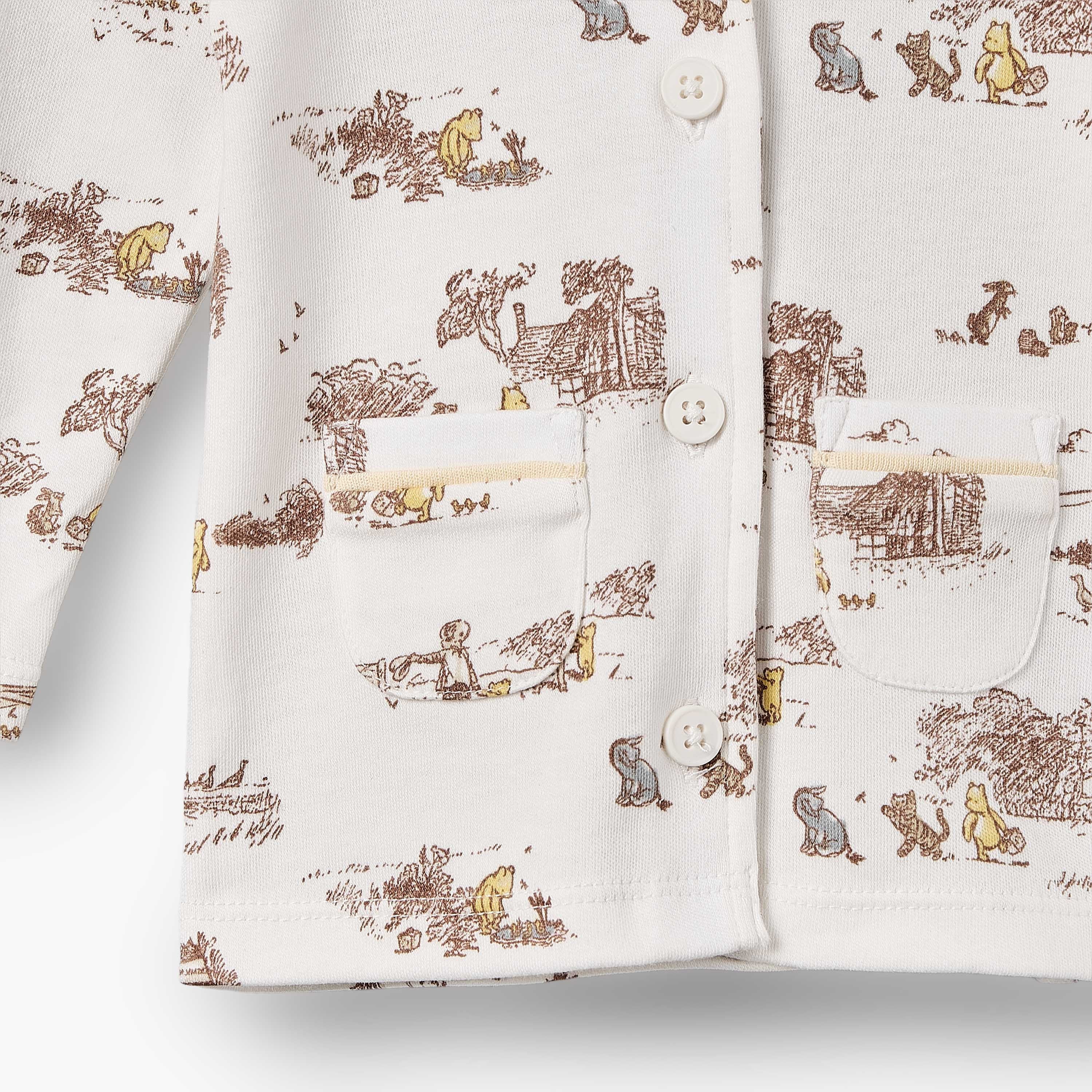 Disney Cotton Collared Long Sleeves Pyjama Set with Winnie the Pooh Print