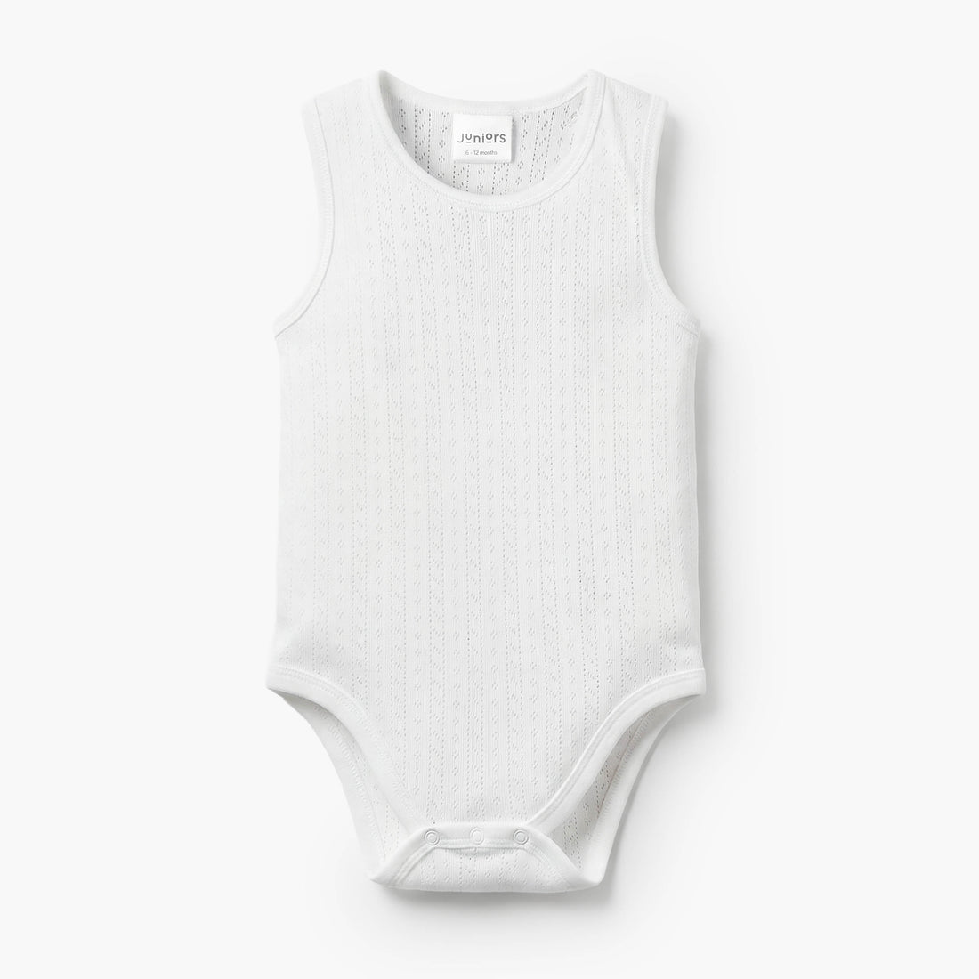 Juniors Textured Sleeveless Bodysuit with Round Neck - White / 12-18 mths